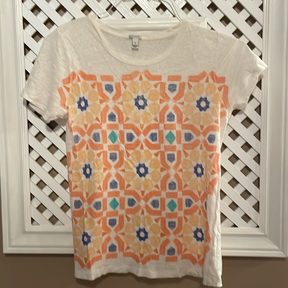 EUC J Crew Linen Moroccan Tile Tee - Picture 7 of 7